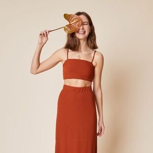 Two Whimsy + Row Lennon Crop Tops xs in rust and black